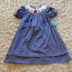 Adorable Blue Gingham Kids Dress with Embroidery
